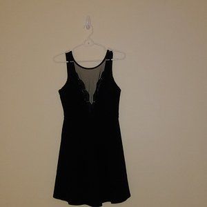 💋 Lulu's Black Skaters Dress Lace and Mesh Bodice